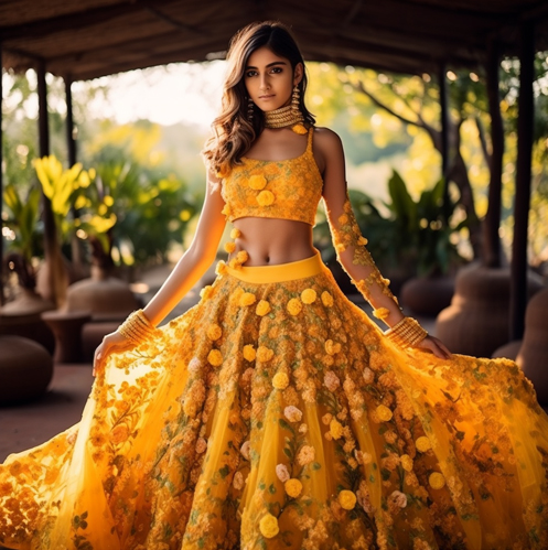 Beautiful Yellow color designer lehenga for Bride