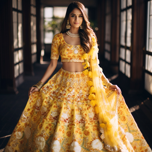 Best Yellow color lehenga for Bride