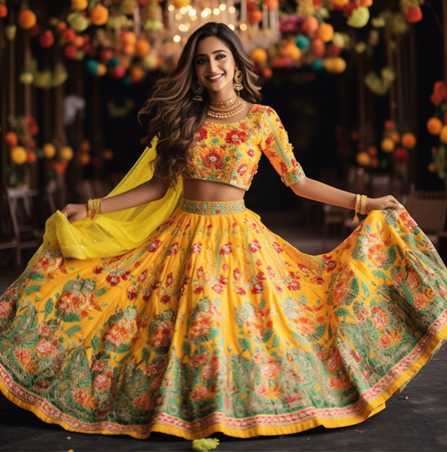 Colourful lehenga for Indian bride