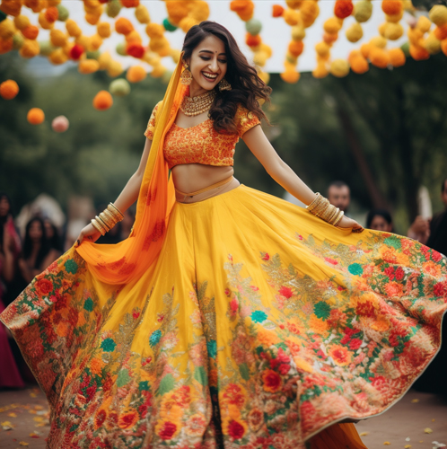 Colourful lehenga for bride for the wedding day