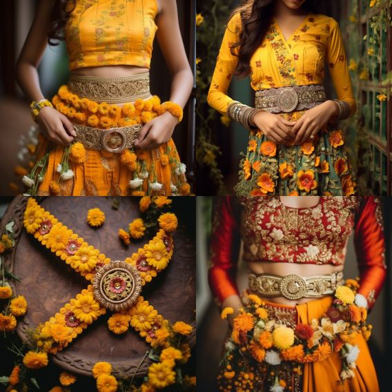 Floral Waist Belt for hindu bride on haldi day