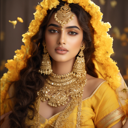 Floral and Gold Haldi Jewelry Ideas for the Indian Bride