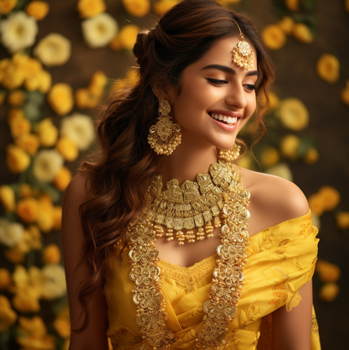 Haldi jewellery for bride - latest Ideas with pics 