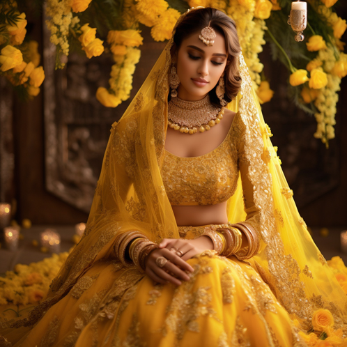 Yellow color lehenga for Bride for wedding functions